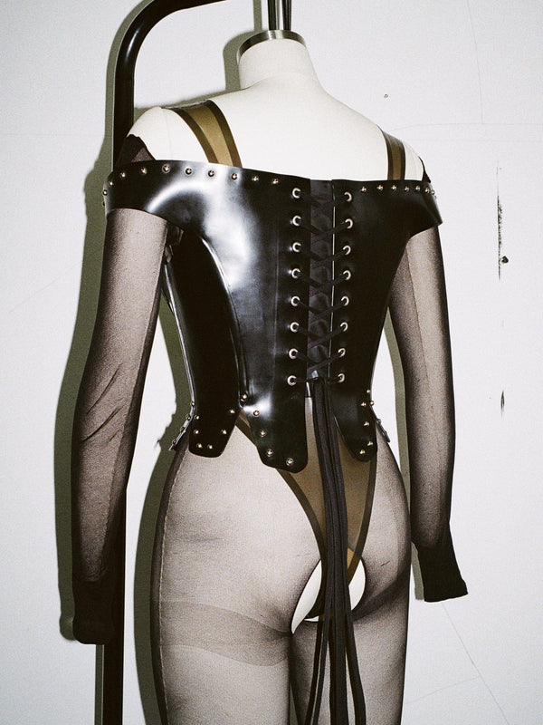 EXPOSED BODYSUIT STYLE 1 TRANSLUCENT BLACK-Soft Skin Latex-APOC STORE
