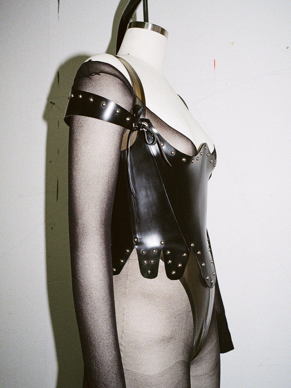 STUD STAYS BLACK CORSET-Soft Skin Latex-APOC STORE