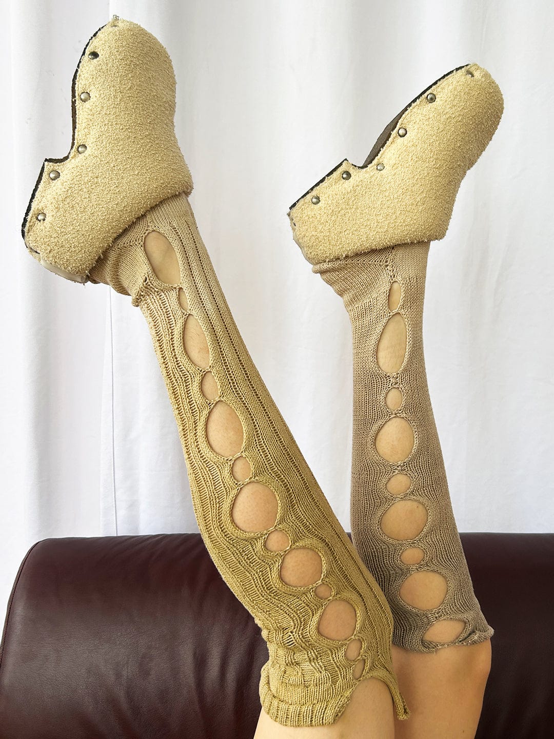 Grey Brown Dyed Orb Socks-GRACE GUI-APOC STORE