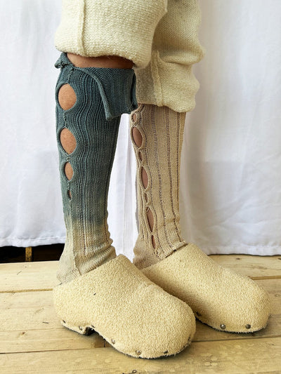 Green Brown Dyed Orb Socks-GRACE GUI-APOC STORE