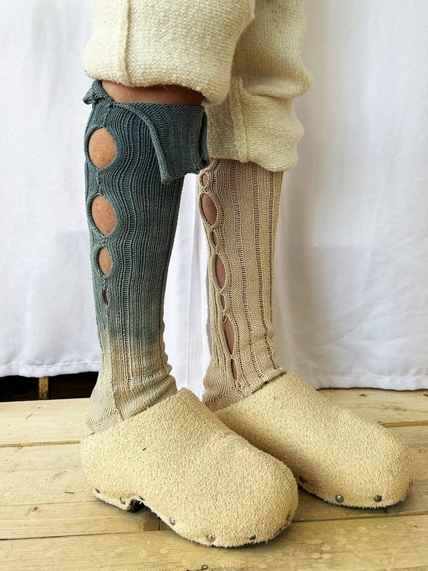 Green Brown Dyed Orb Socks-GRACE GUI-APOC STORE