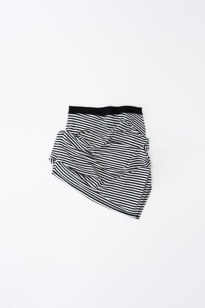 ASYMMETRIC DRAPED SKIRT (BLACK AND WHITE)-Lalameemee-APOC STORE