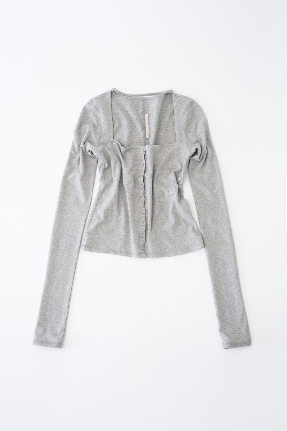 STRAP SOLID CARDIGAN (MELANGE GREY)-Lalameemee-APOC STORE