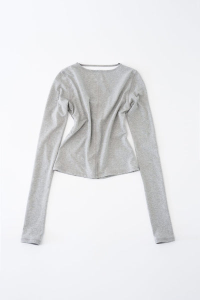 STRAP SOLID CARDIGAN (MELANGE GREY)-Lalameemee-APOC STORE