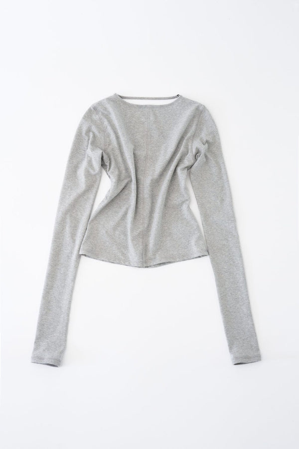 STRAP SOLID CARDIGAN (MELANGE GREY)-Lalameemee-APOC STORE