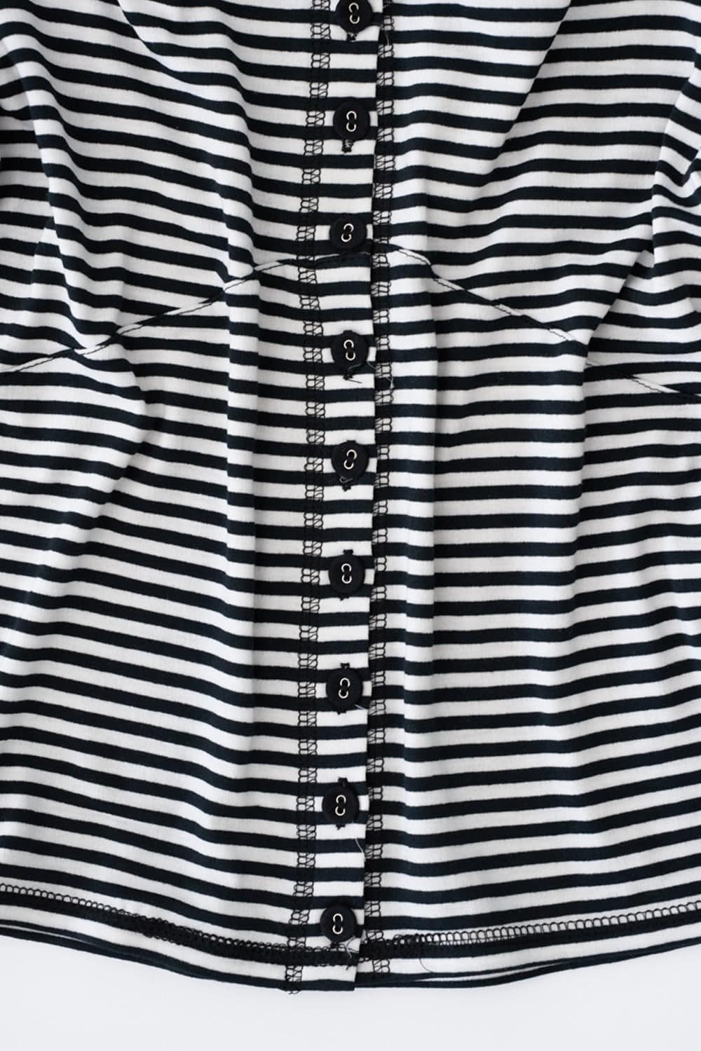 STRAP STRIPED CARDIGAN (BLACK AND WHITE)-Lalameemee-APOC STORE