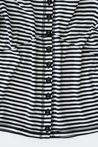 STRAP STRIPED CARDIGAN (BLACK AND WHITE)-Lalameemee-APOC STORE