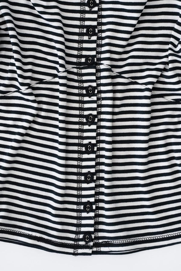 STRAP STRIPED CARDIGAN (BLACK AND WHITE)-Lalameemee-APOC STORE