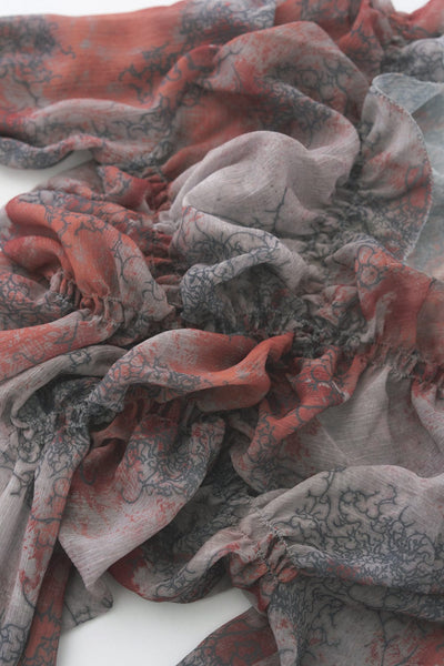 SHEER SMOCKING BLOUSE (SCARLET)-Lalameemee-APOC STORE