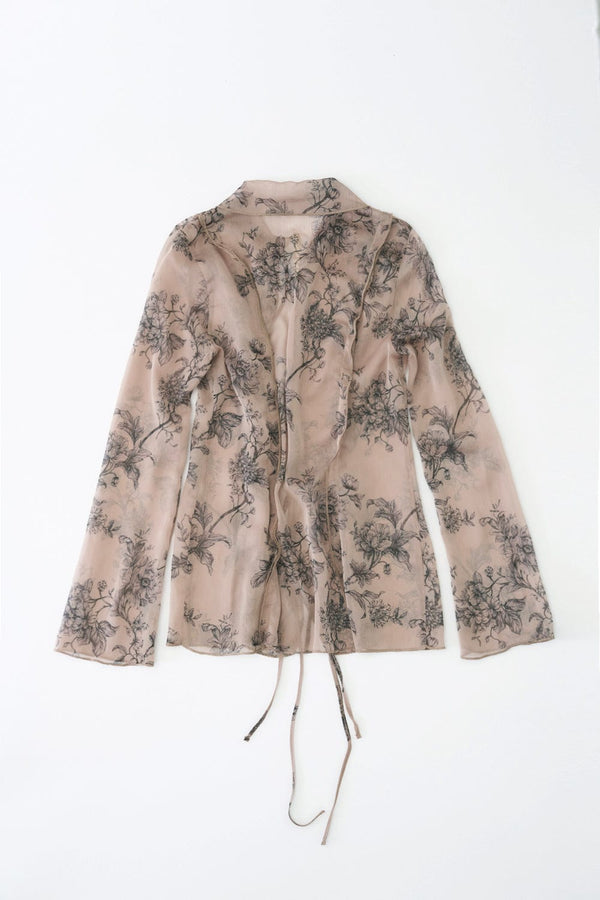 FLORAL CHIFFON BLOUSE (SAND)-Lalameemee-APOC STORE