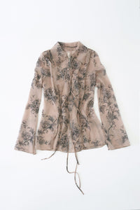 FLORAL CHIFFON BLOUSE (SAND)-Lalameemee-APOC STORE