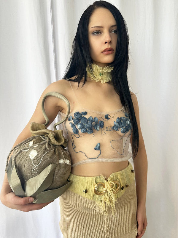 Tan Laurel Pouch Bag-GRACE GUI-APOC STORE