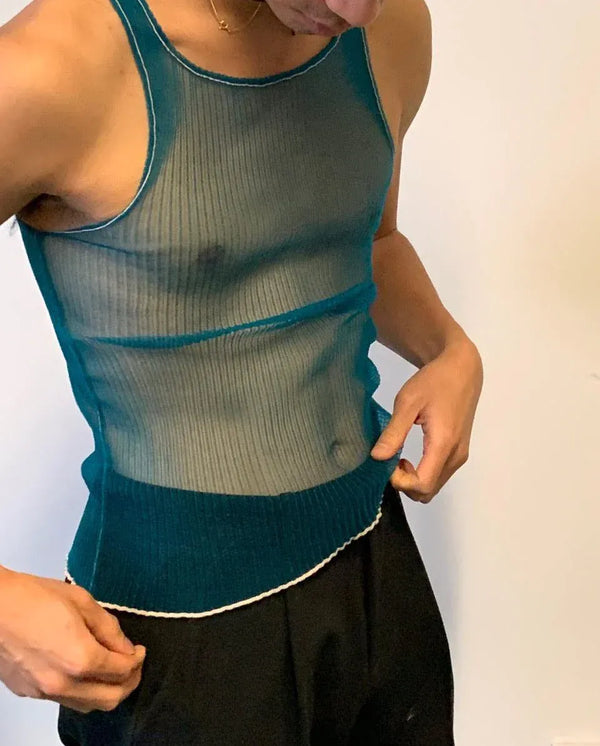 Monofilament Tank - Teal-Khanh Brice Nguyen-APOC STORE