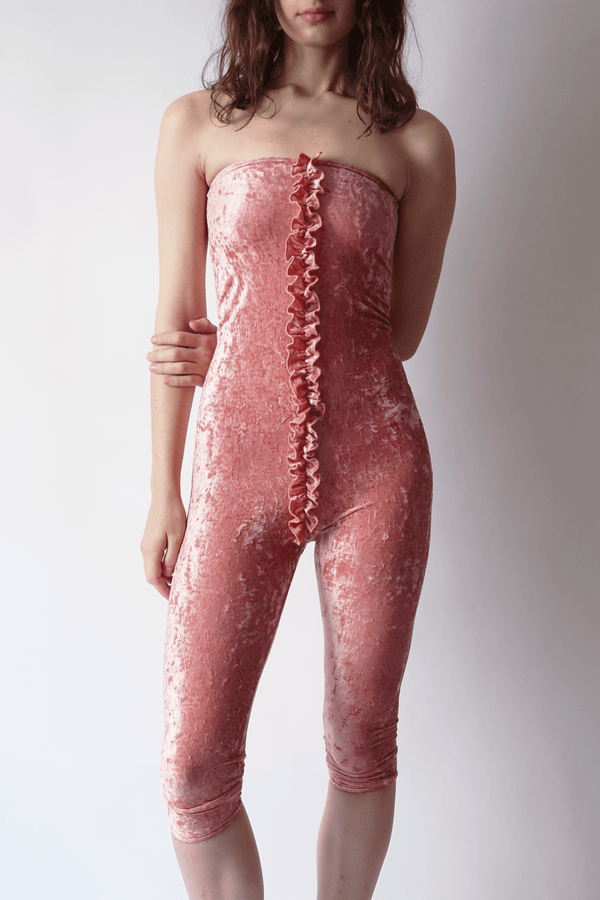 Velvet Ruffle Body Pink-TRANSE PARIS-APOC STORE