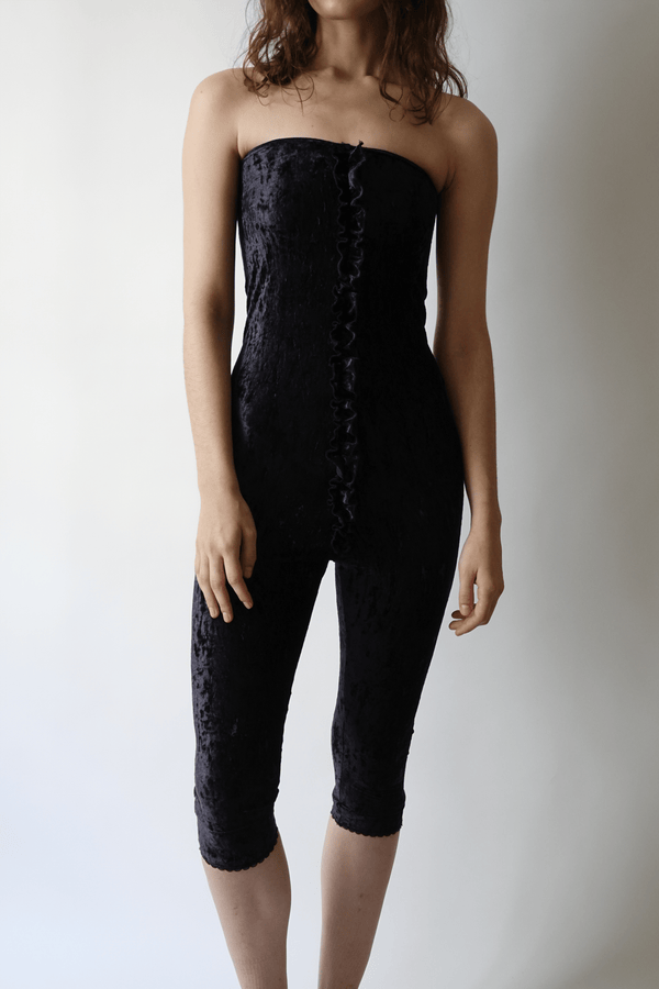 Velvet Ruffle Body Black-TRANSE PARIS-APOC STORE