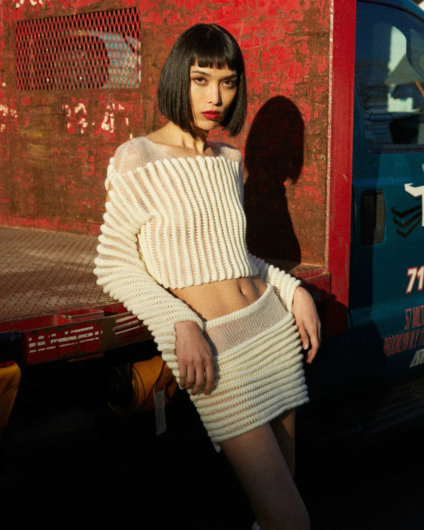 Hand Knit 3D Stripe Knit Top-July Li-APOC STORE