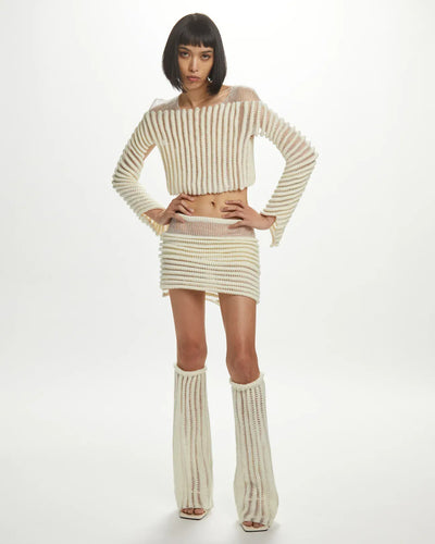 Hand Knit 3D Stripe Knit Top-July Li-APOC STORE