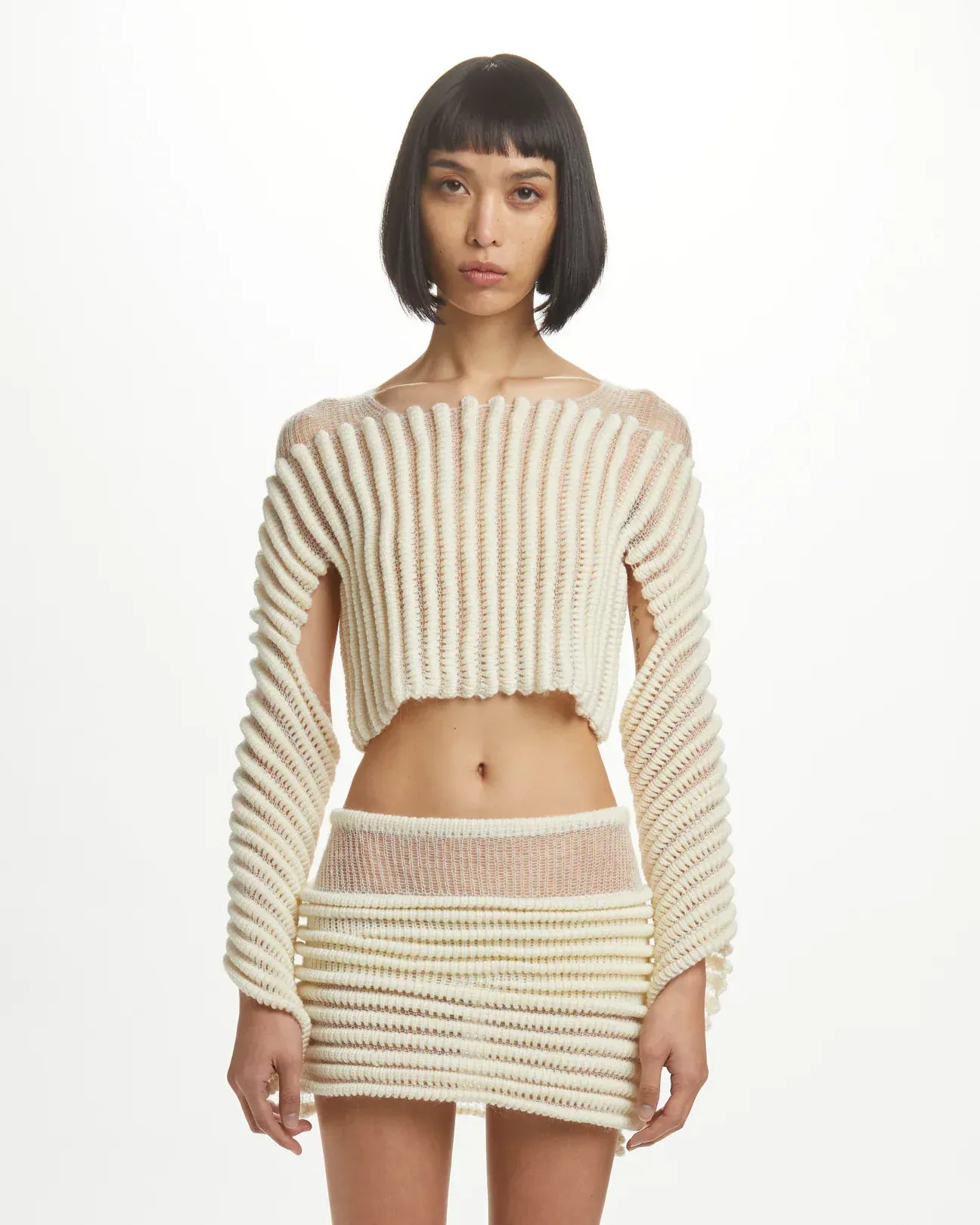 Hand Knit 3D Stripe Skirt-July Li-APOC STORE