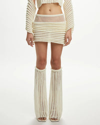 Hand Knit 3D Stripe Skirt-July Li-APOC STORE