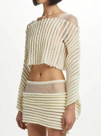 Hand Knit 3D Stripe Knit Top-July Li-APOC STORE
