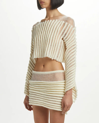 Hand Knit 3D Stripe Skirt-July Li-APOC STORE
