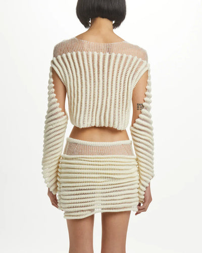 Hand Knit 3D Stripe Skirt-July Li-APOC STORE