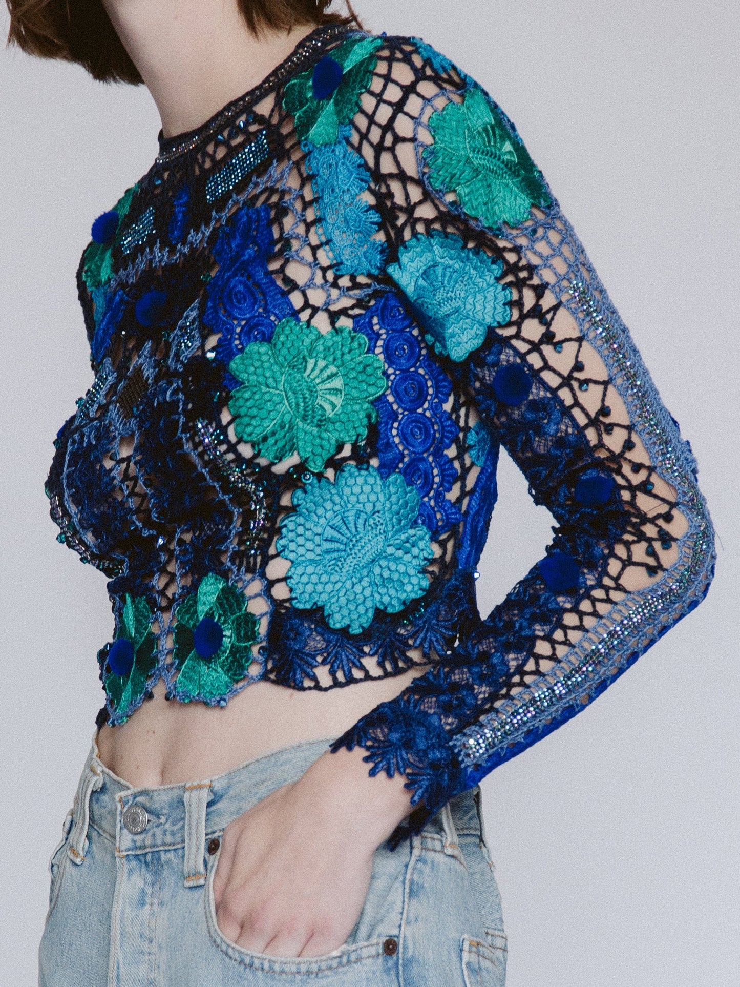 crocheted lace long sleeves-Lou de Bètoly-APOC STORE