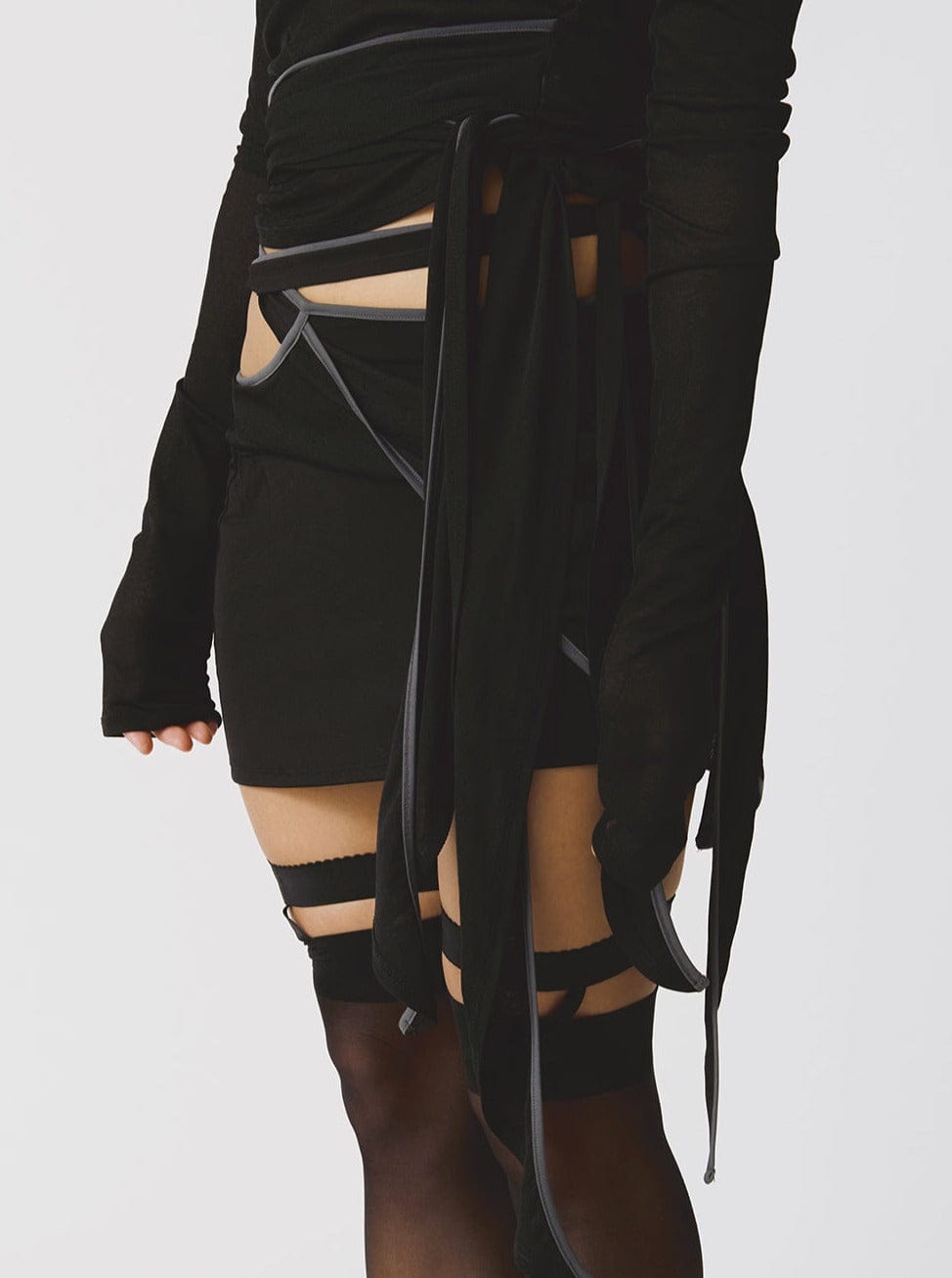 TWIST WRAP SKIRT BLACK-Lalameemee-APOC STORE