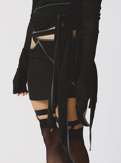 TWIST WRAP SKIRT BLACK-Lalameemee-APOC STORE