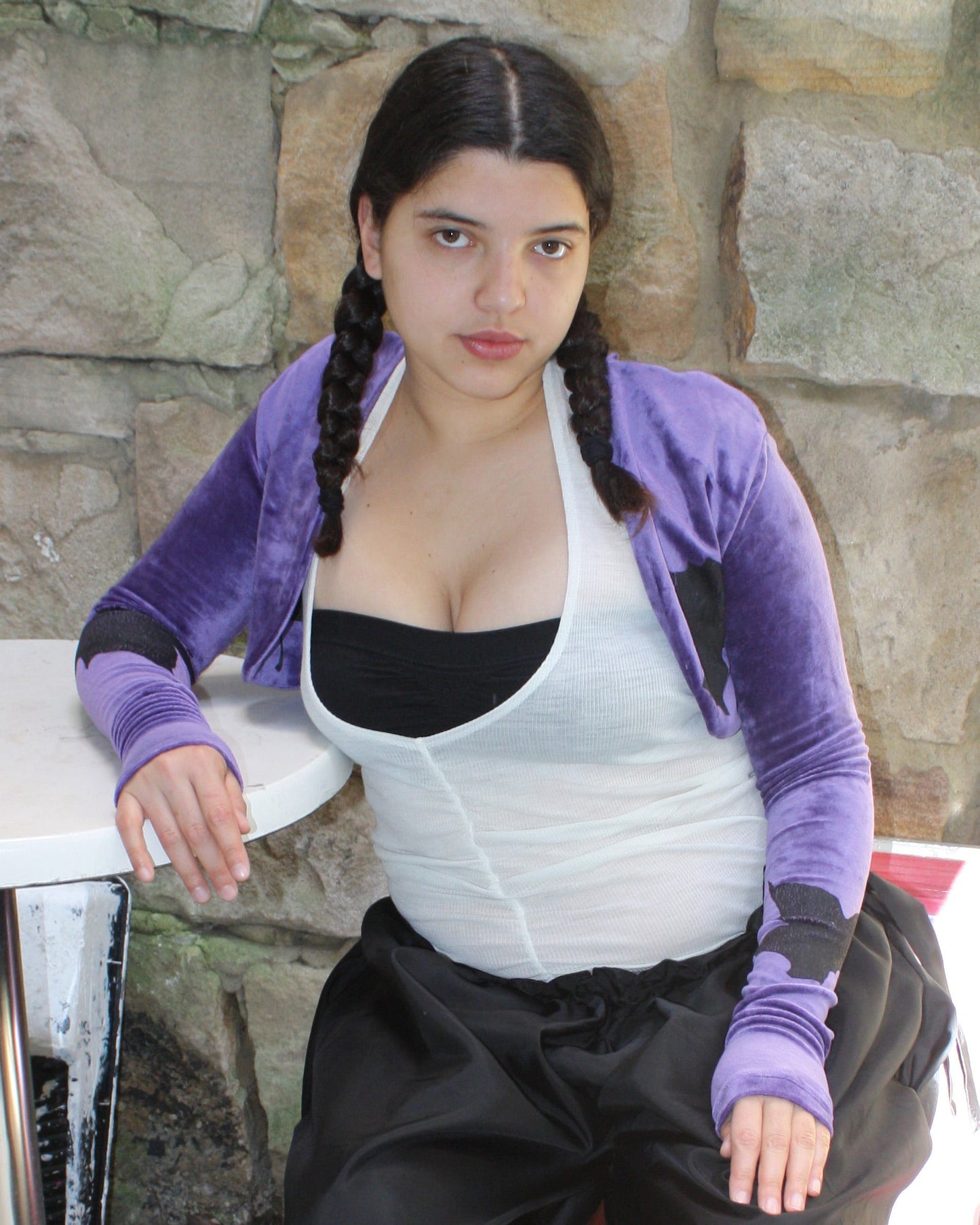 Yummy mummy bolero in grape-NIAMH GALEA-APOC STORE