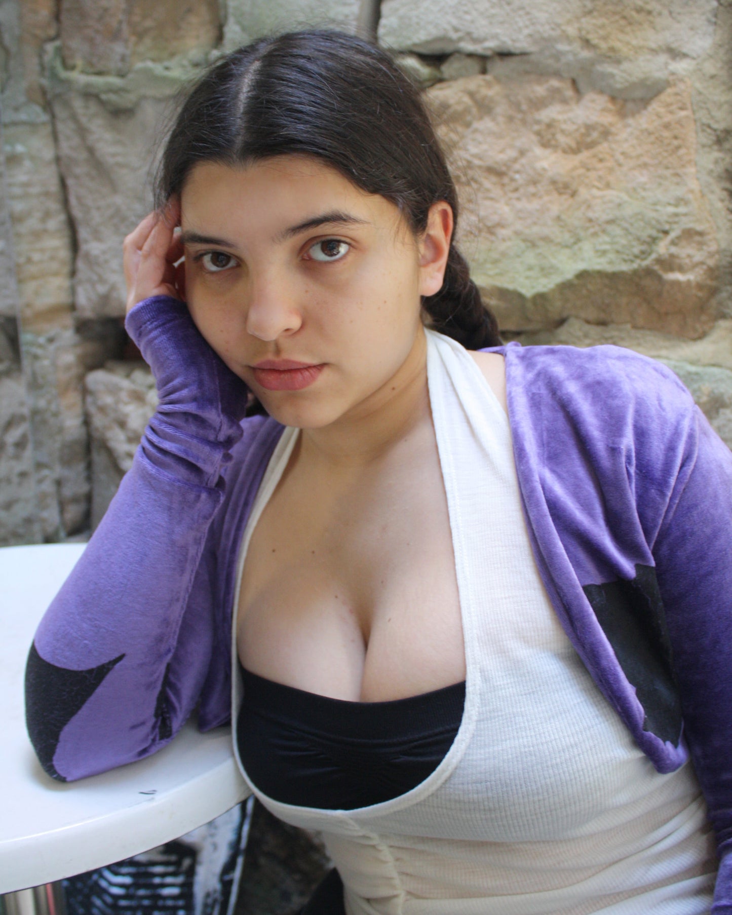 Yummy mummy bolero in grape-NIAMH GALEA-APOC STORE