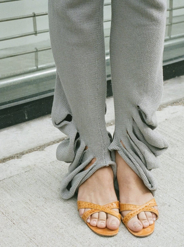 Ribbed Drape Trousers-Krystal Paniagua-APOC STORE