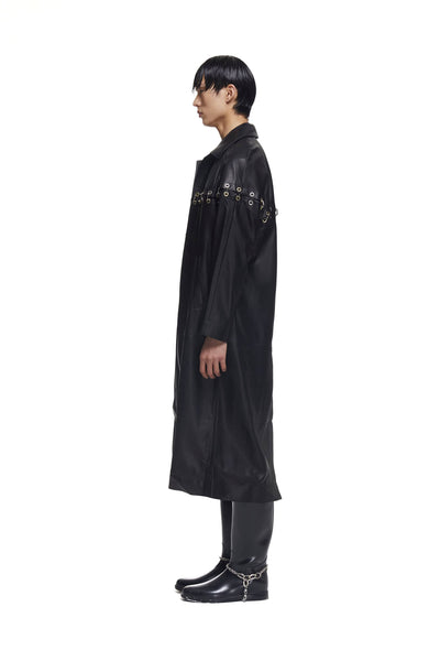 Chainlock Leather Coat-XIMONLEE-APOC STORE