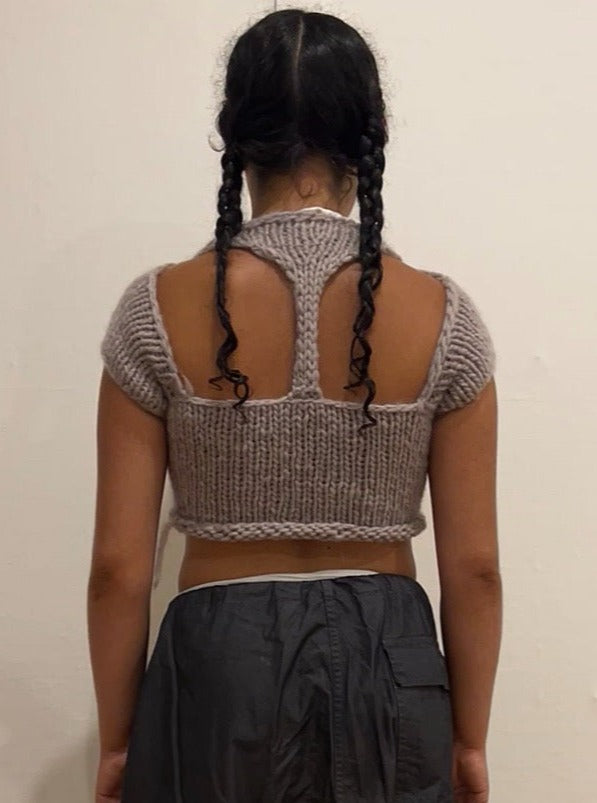 Cut-Out Cropped Baby Tee-VAISSEAU-APOC STORE