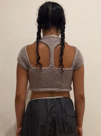 Cut-Out Cropped Baby Tee-VAISSEAU-APOC STORE