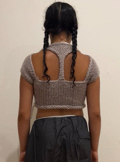 Cut-Out Cropped Baby Tee-VAISSEAU-APOC STORE