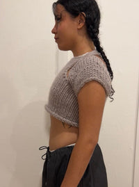 Cut-Out Cropped Baby Tee-VAISSEAU-APOC STORE