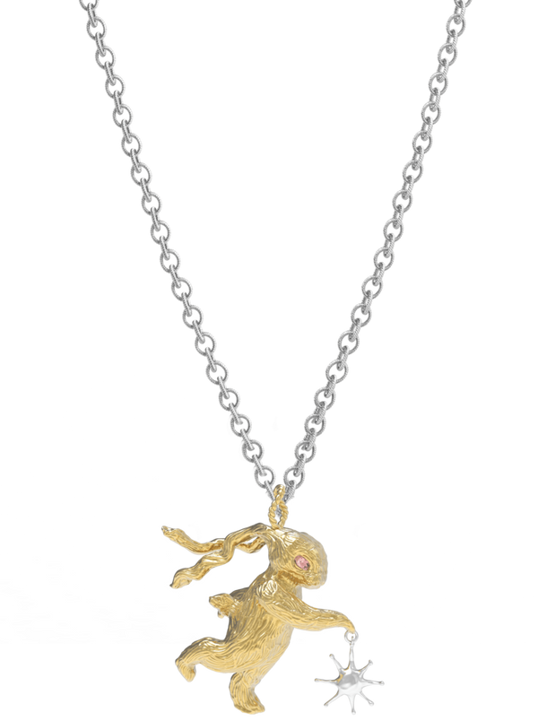 Gold Lucky Rabbit Solo Dance Necklace-Ancient Future-APOC STORE