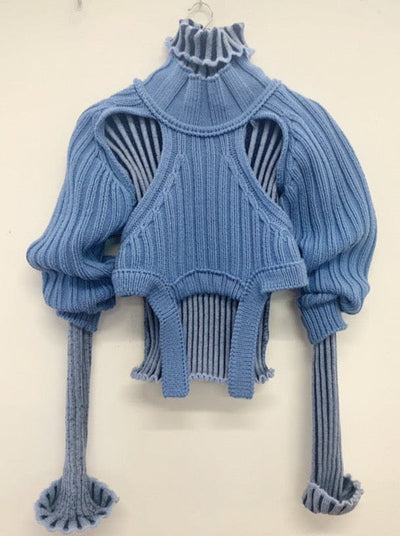 Baby Blue Cropped Open Sleeve Multi Rib-Richard Malone-APOC STORE