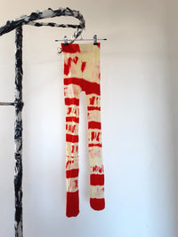 Hand Dyed Tights Red White-Celia Calderón Asensio-APOC STORE