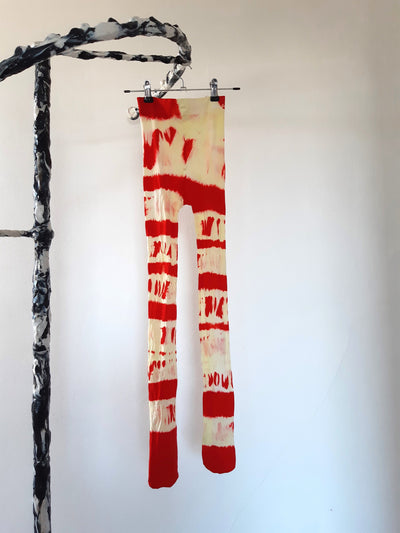 Hand Dyed Tights Red White-Celia Calderón Asensio-APOC STORE