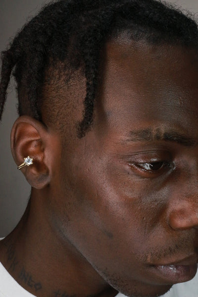 Solitaire Ear Cuff Gold White-D’heygere-APOC STORE