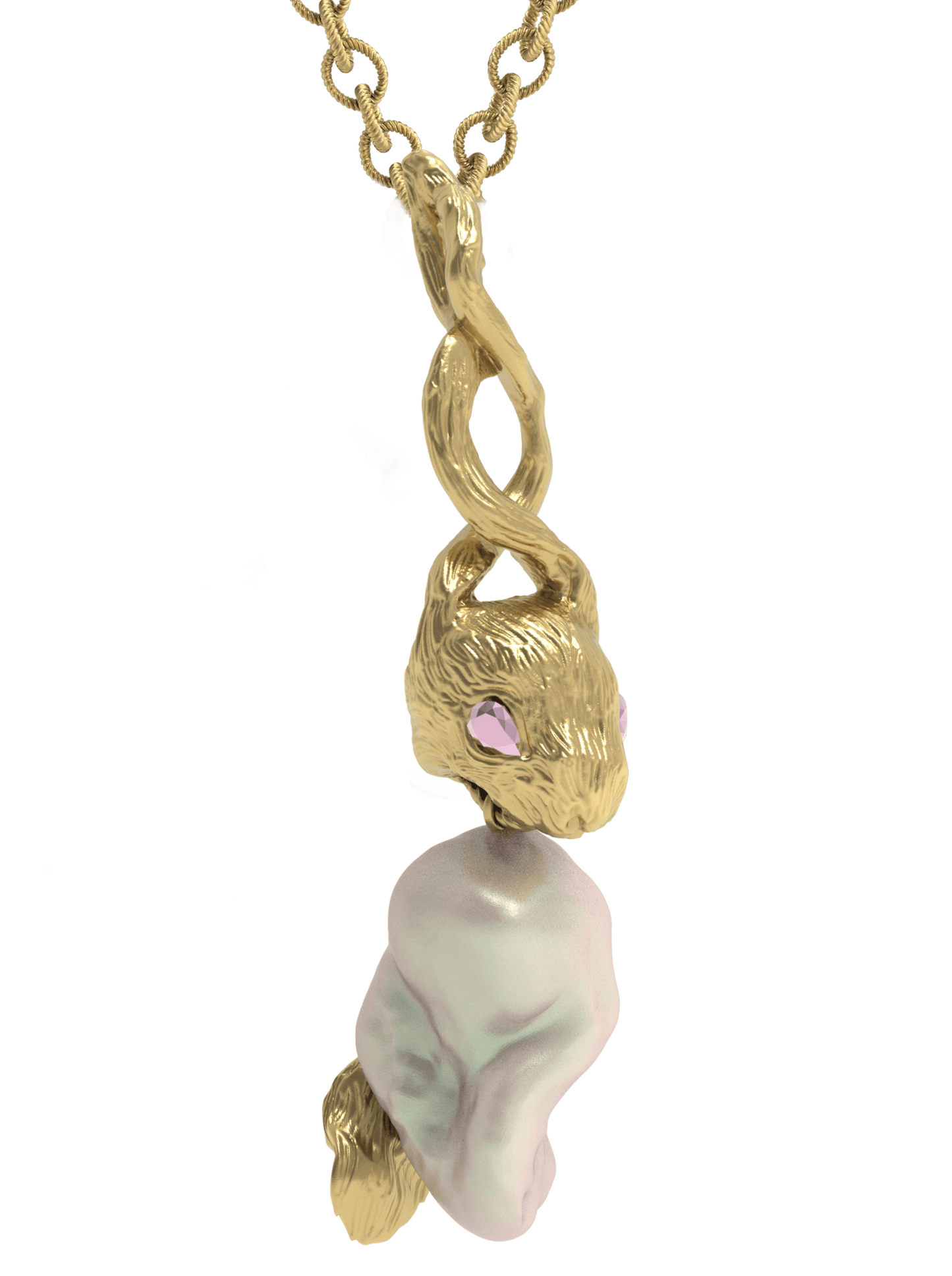 Gold Lucky Rabbit Pearl Necklace-Ancient Future-APOC STORE