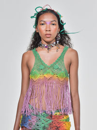 Multicolour Fringe Latex Lace Top-VEREDAS-APOC STORE