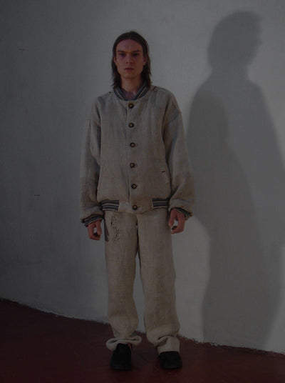 Distressed Oversized Bomber Jacket-Polyhedron-APOC STORE