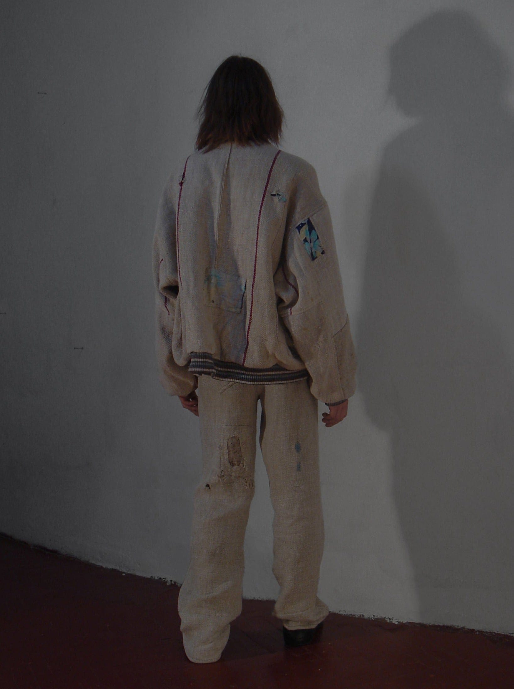 Distressed Oversized Bomber Jacket-Polyhedron-APOC STORE