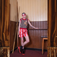 Ribbon Shorts Red & Pink-Adam Jones-APOC STORE