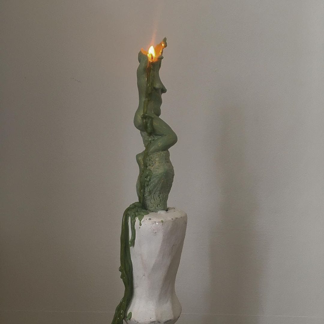 Pair of Sea Nymph Candles - Green-Imogen van der Pols-APOC STORE