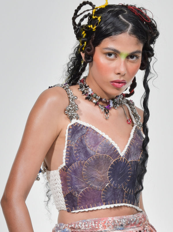 Deep Purple Alëant Leaf Crochet Tank-VEREDAS-APOC STORE