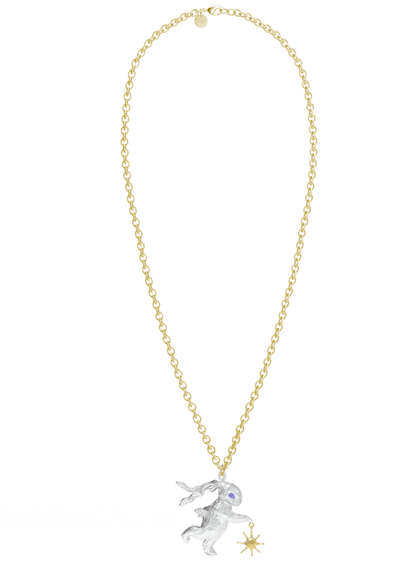 Silver Lucky Rabbit Solo Dance Necklace-Ancient Future-APOC STORE